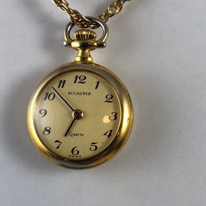 Rare Vintage Bucherer Pendant Watch 24 in Necklace
